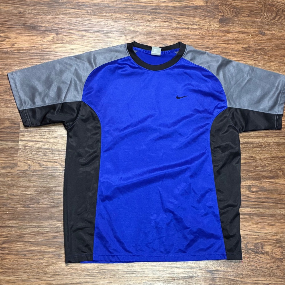 Vintage Y2K Nike Color Block Athletic Jersey Shirt Mens XL Blue Black Swoosh
